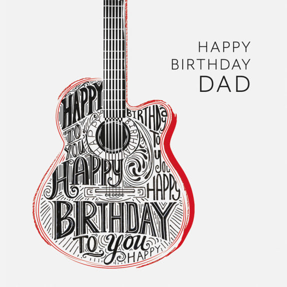 Happy Birthday Dad - Guitar Greeting Card with Envelope - Bee's Emporium