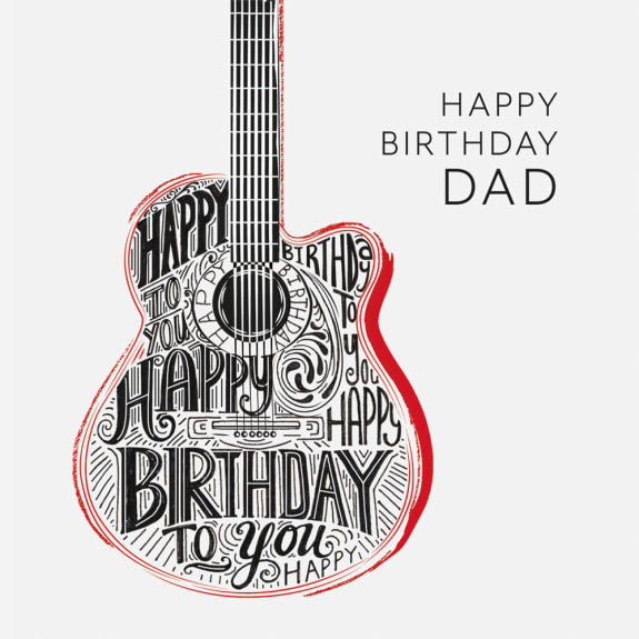 Happy Birthday Dad - Guitar Greeting Card with Envelope