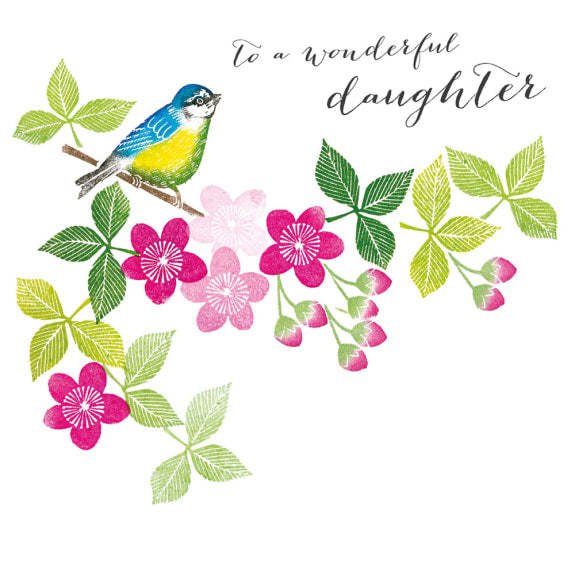 To A Wonderful Daughter - Blue Tit Birthday Greeting Card with Envelope