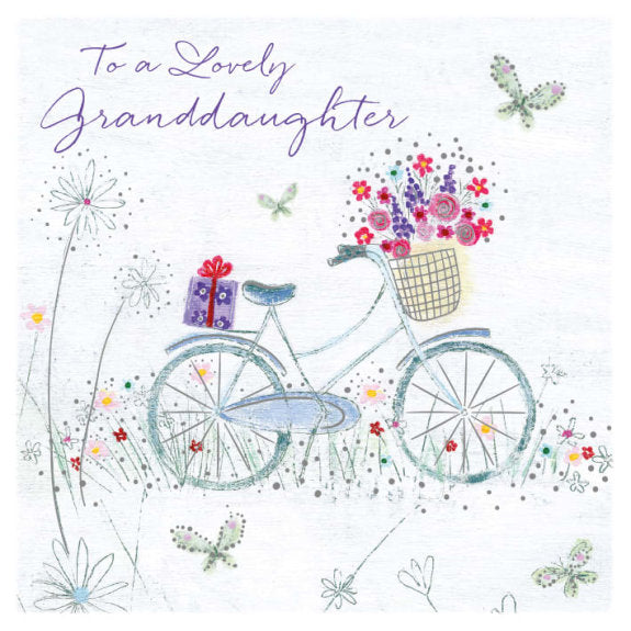 To a Lovely Granddaughter - Happy Birthday Bicycle Greeting Card with Envelope