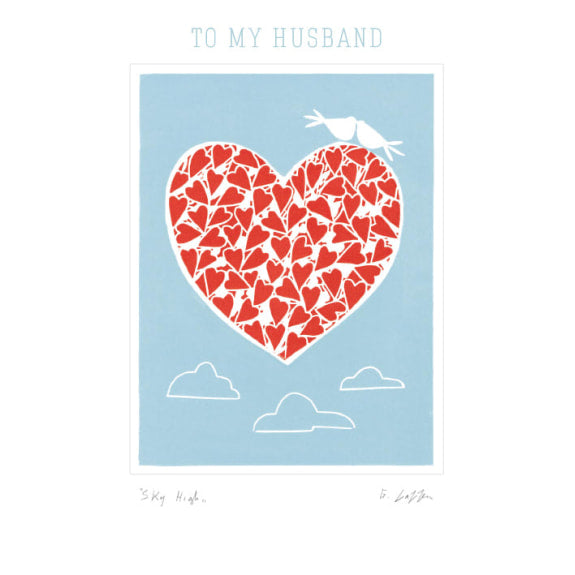 To My Husband - Sky High Birthday Greeting Card with Envelope - Bee's Emporium