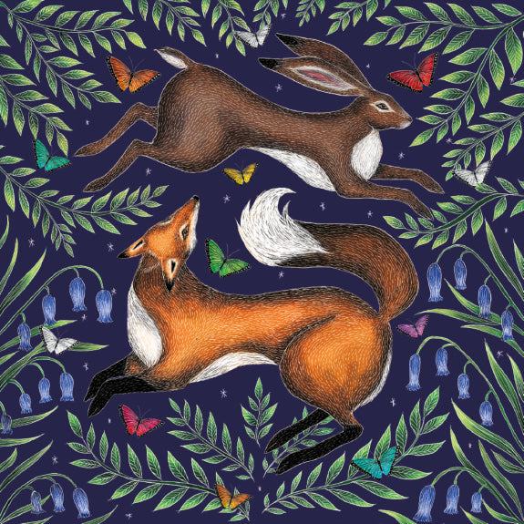 Fox and Hare by Catherine Rowe Blank Greeting Card with Envelope