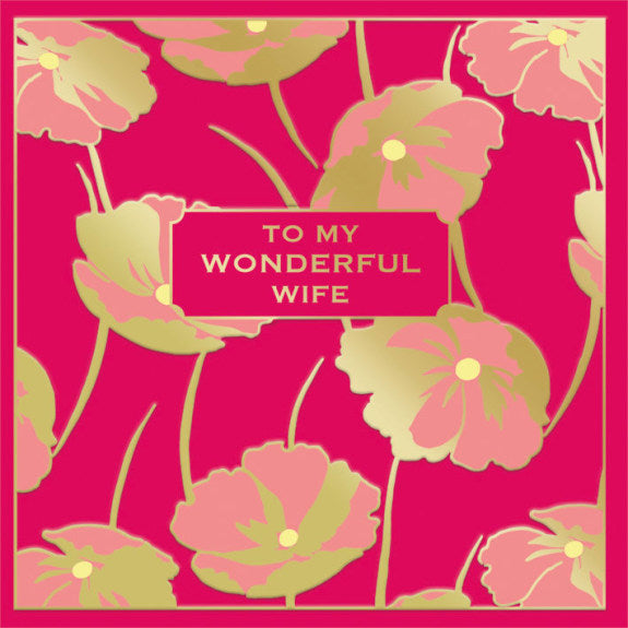 To My Wonderful Wife - V&A Poppies Blank Greeting Card with Envelope - Bee's Emporium