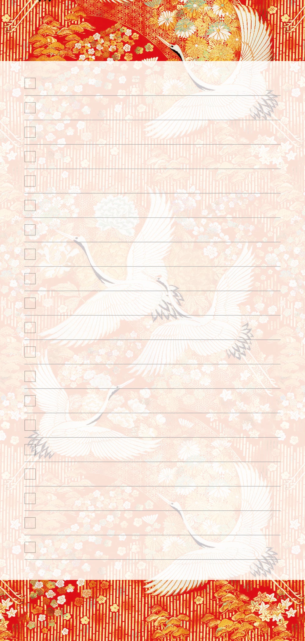 V&A Kimono Cranes Magnetic Fridge Notepad - Bee's Emporium