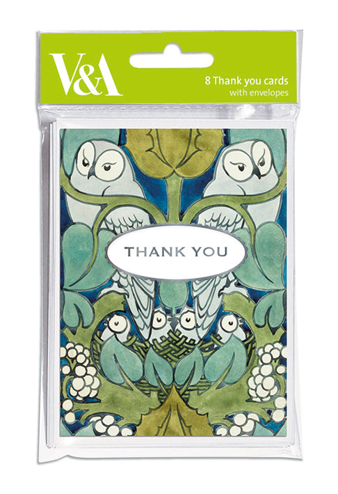 V&A Voysey The Owl 8 Thank You Notecards & Envelopes