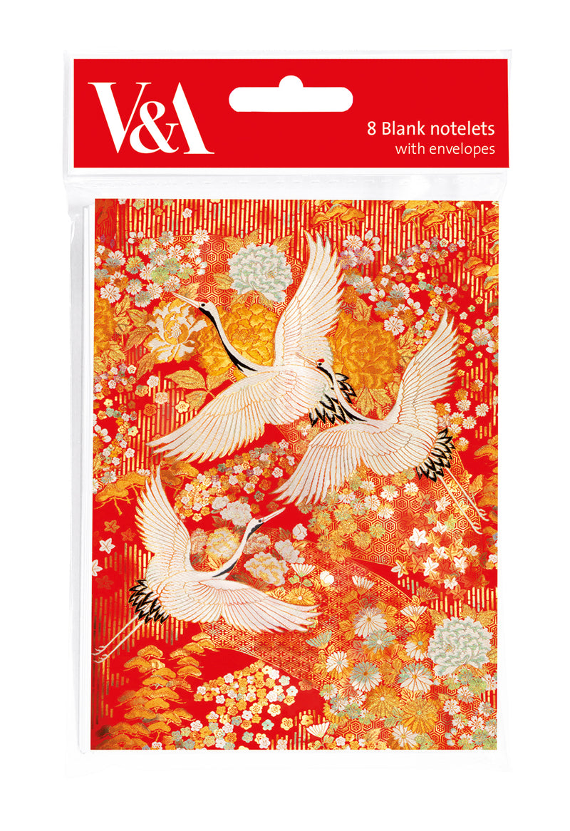 V&A Kimono Cranes 8 Notes & Envelopes
