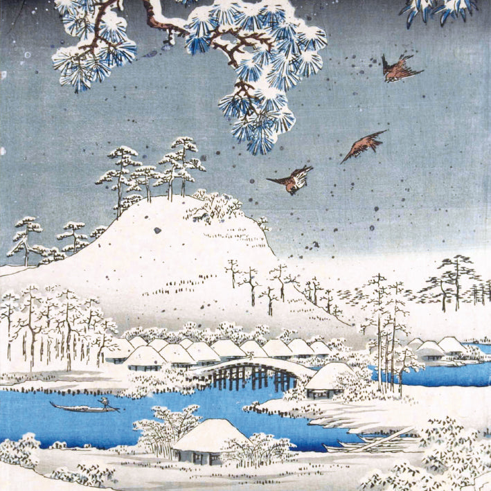 V&A Snow Scene in the Garden of a Daimyo Pack of 5 Christmas Cards