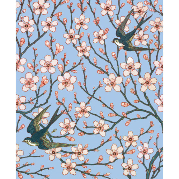 V&A Almond Blossom and Swallow Greeting Card with White Envelope