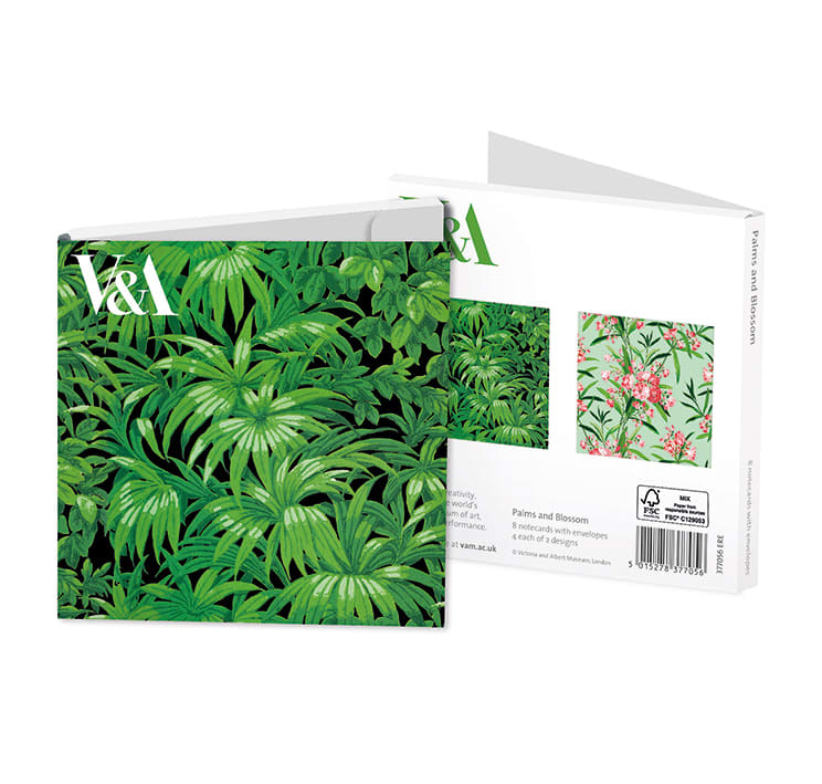 V&A Palms & Blossom Square Notecards with Envelopes - Bee's Emporium