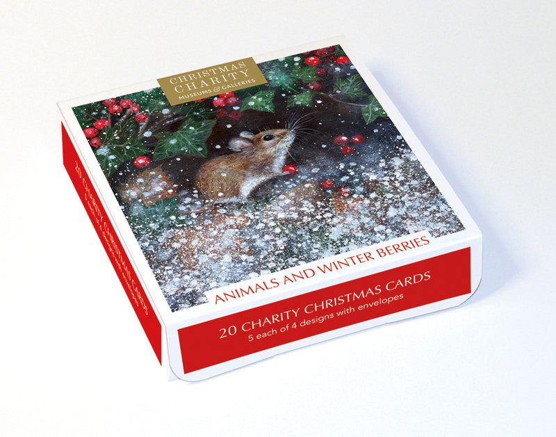 Animals and Winter Berries by Lucy Grossmith Box of 20 Charity Christmas Cards